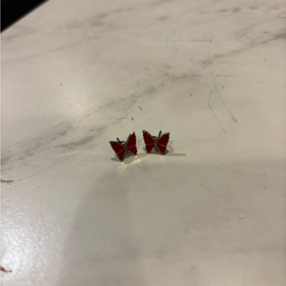Red Butterfly Stud Earrings